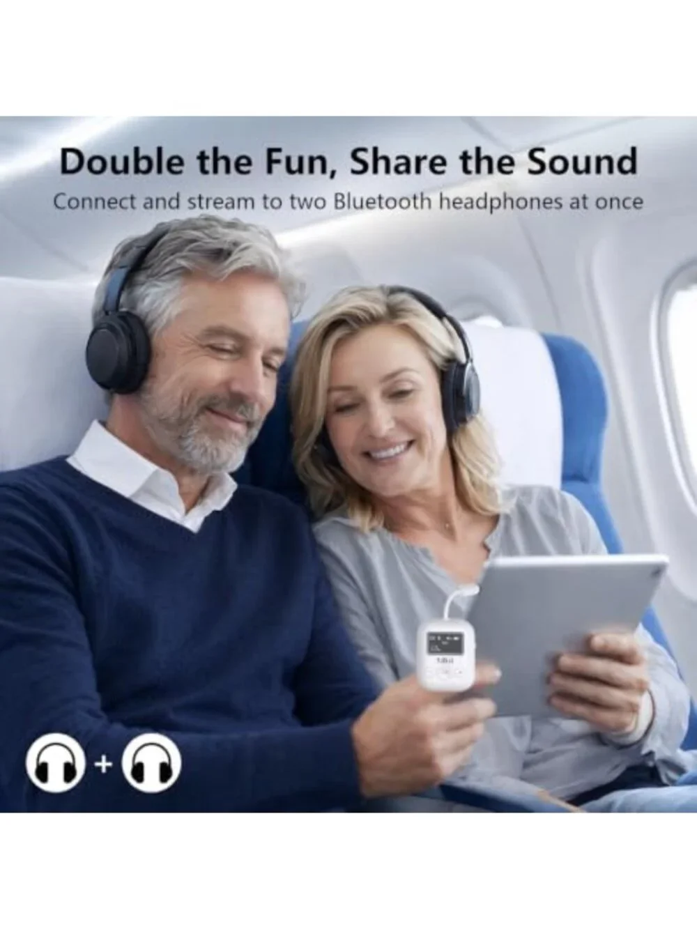 Bluetooth Airplane Adapter for 2 AirPods/Headphones - Wireless Travel Accessory